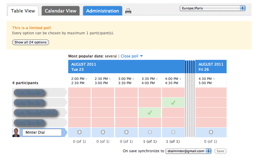 Doodle Meeting Set Up Admin Interface