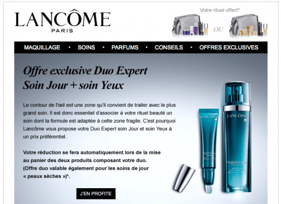 Lancome email campaign, The Myndset digital marketing brand strategy