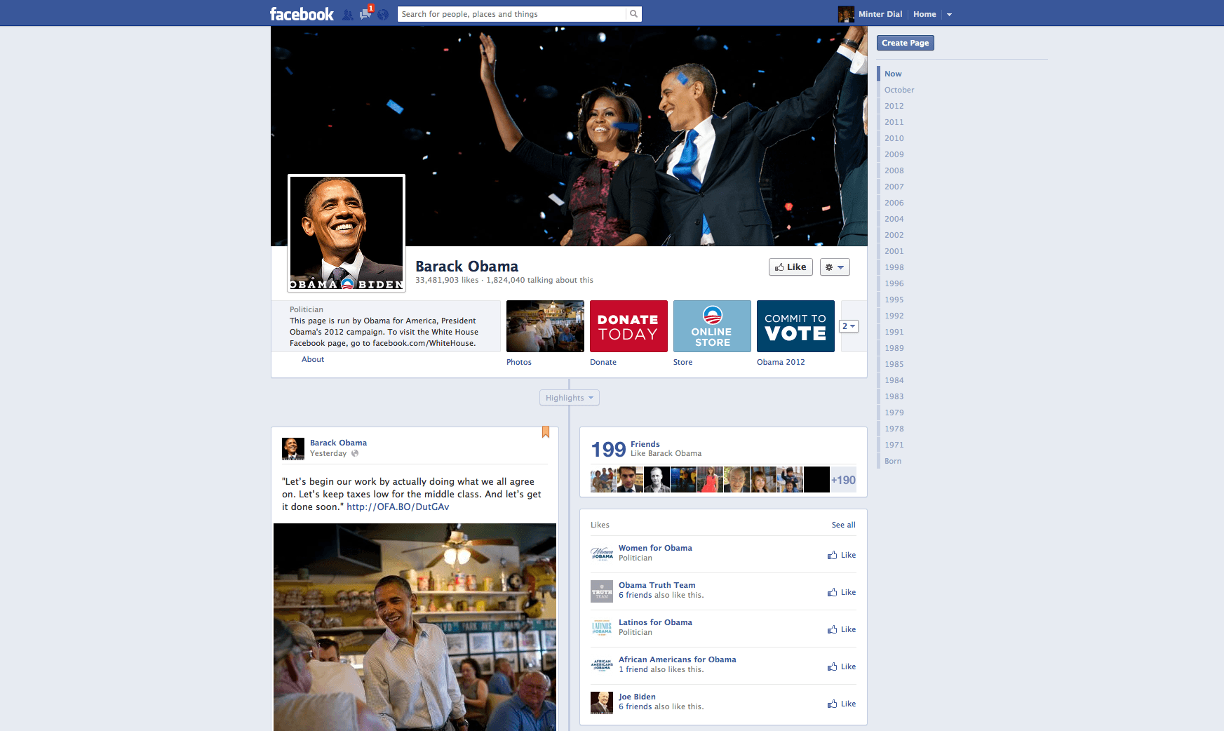 Obama Facebook page, The Myndset Digital marketing and brand strategy