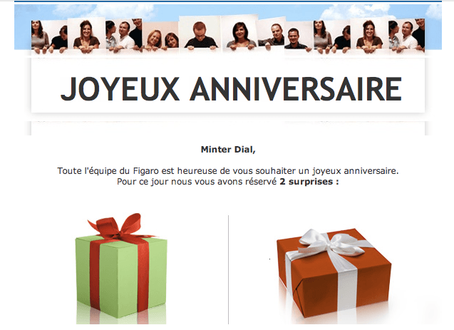 Le Figaro Birthday greeting, The Myndset Digital marketing and brand strategy