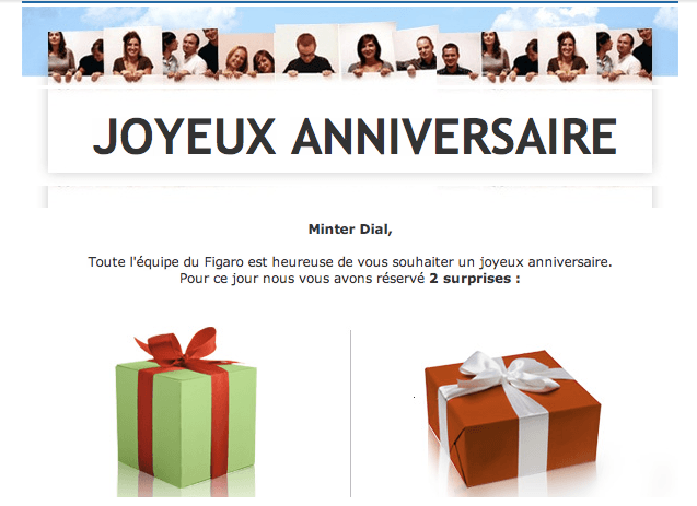 Le Figaro Birthday greeting, The Myndset Digital marketing and brand strategy Le Figaro Birthday greeting, The Myndset Digital marketing and brand strategy