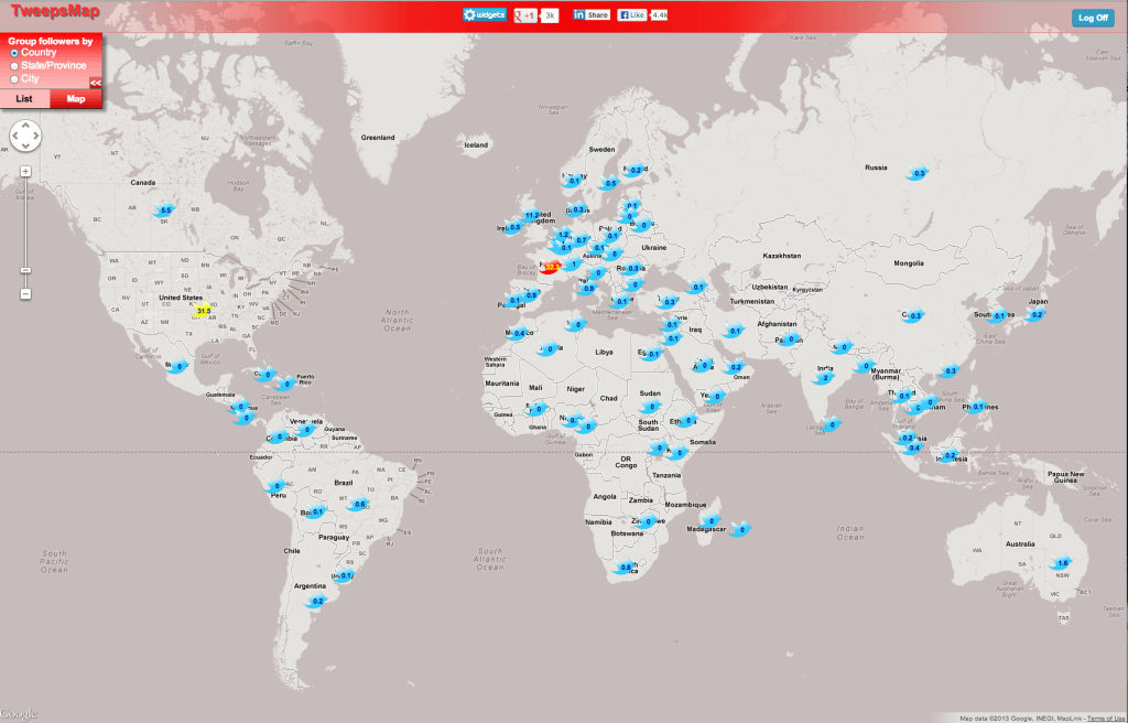 Tweepsmap April 2013, The Myndset Digital Marketing and Brand Strategy