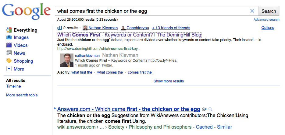 Social Search Effect: Which comes first chicken or egg