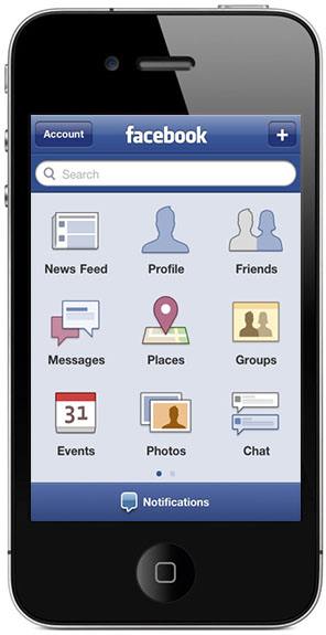 New Facebook home page with "Messages"