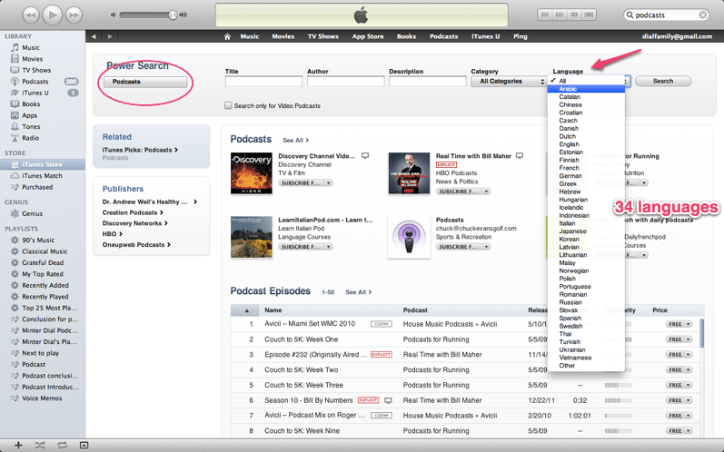 itunes languages for podcast, from The Myndset